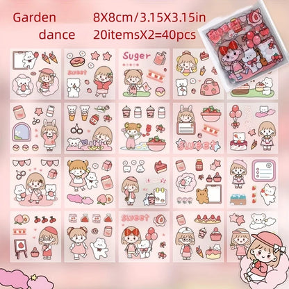 40/80pcs PET Stickers Season Series PET Decorative Stickers DIY Diary Girls Scrapbooking Material Decor Album Stationery Sticker
