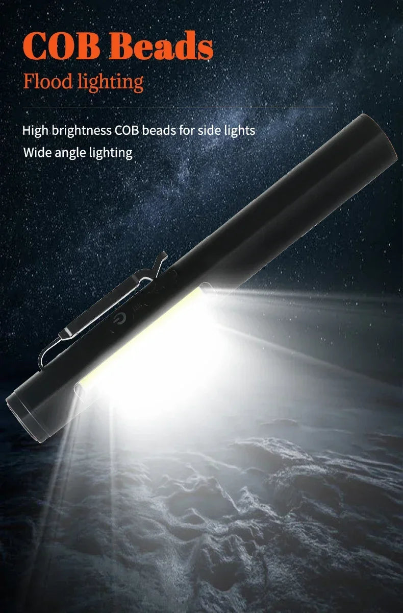 Portable UV LED Pen Light USB Rechargeable Work Lantern with Magnet