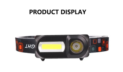 Powerful Portable XPE+COB Headlamp LED Head Flashlight Type-C Rechargeable Outdoor Waterproof Fishing Camping Hiking Headlight
