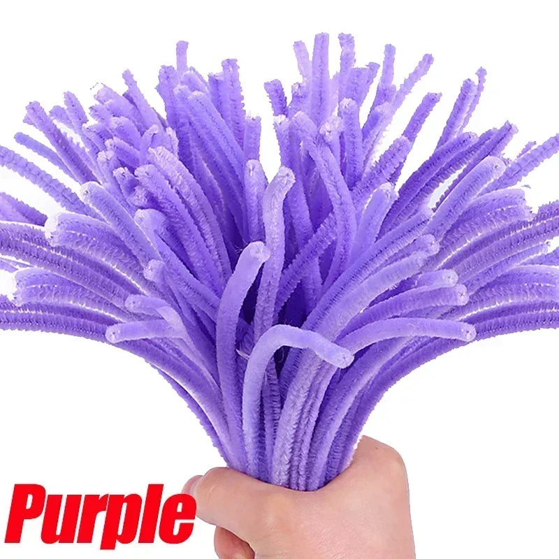 Wholesale Colorful Chenille Stems Pipe Cleaners Plush Tinsel Stem Wired Sticks Twist Stick Hair Strip DIY Craft Educational Toys