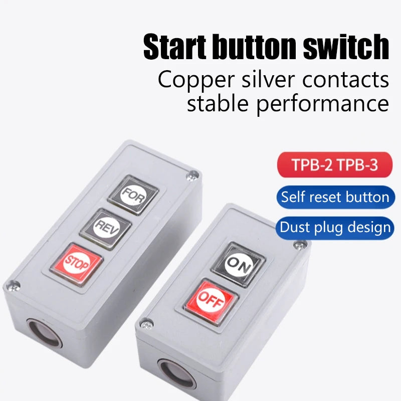 New TPB-2/3 Start Stop Button Switch Box  Switch Control Motor Button Box 2-position TPB-2/3