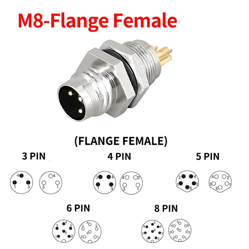 M8 Waterproof Aviation Connector Set 3–8 Pin Male Female Plug Socket for Proximity Sensor Straight Right Angle Flange Mount