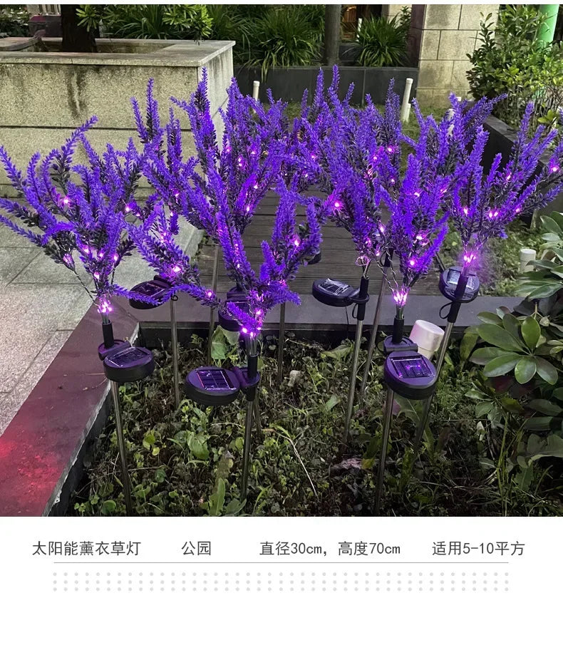 1PC Solar Lights Outdoor Decorative, Purple Lavender Flower Solar Garden Lamp for Yard, Patio, and Garden Decor