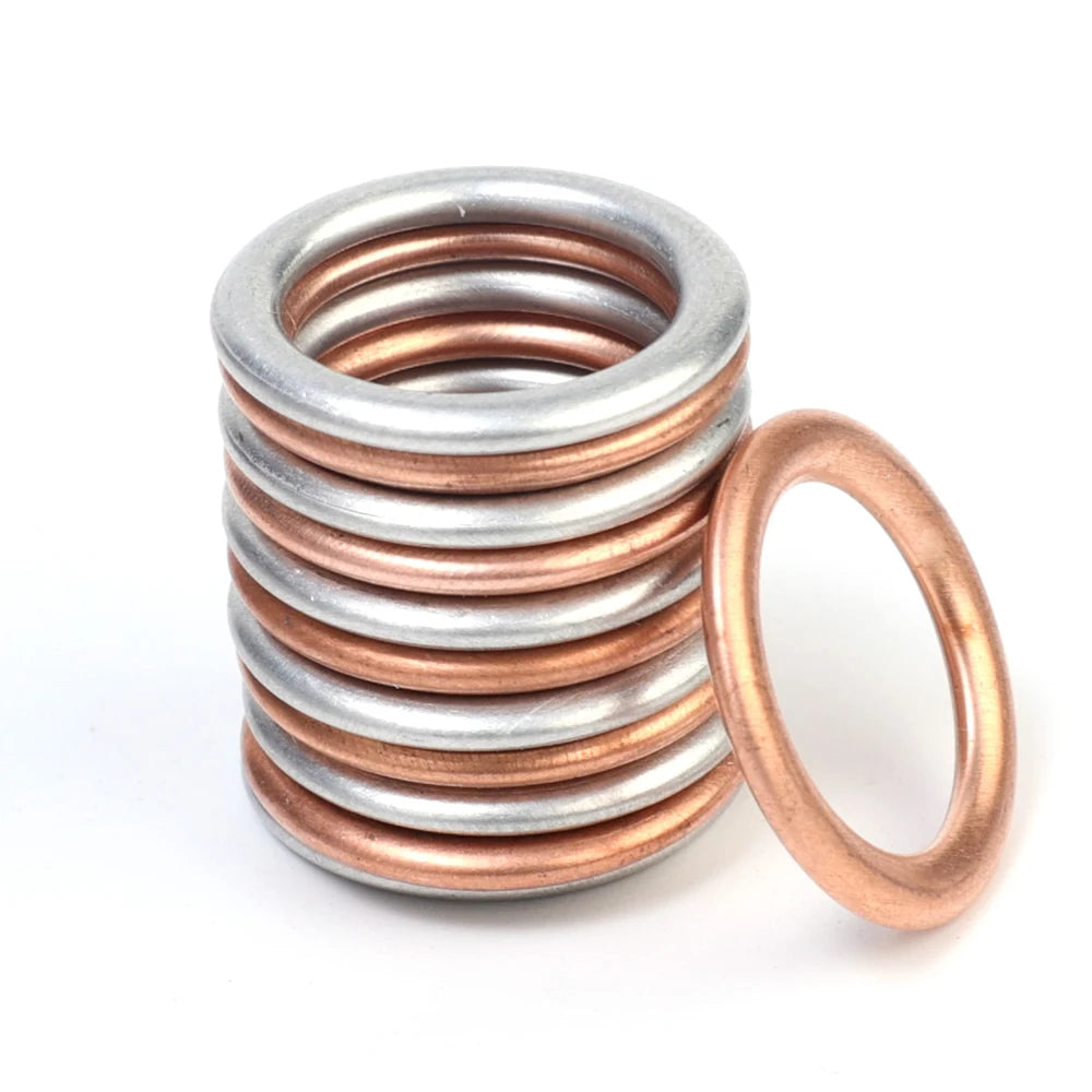 200/10pcs Car Oil Pan Drain Gasket Drainage Bolt Pad Aluminum/ Copper Oil Drain Plug Gasket Cars Accessories for Volkswagen Audi