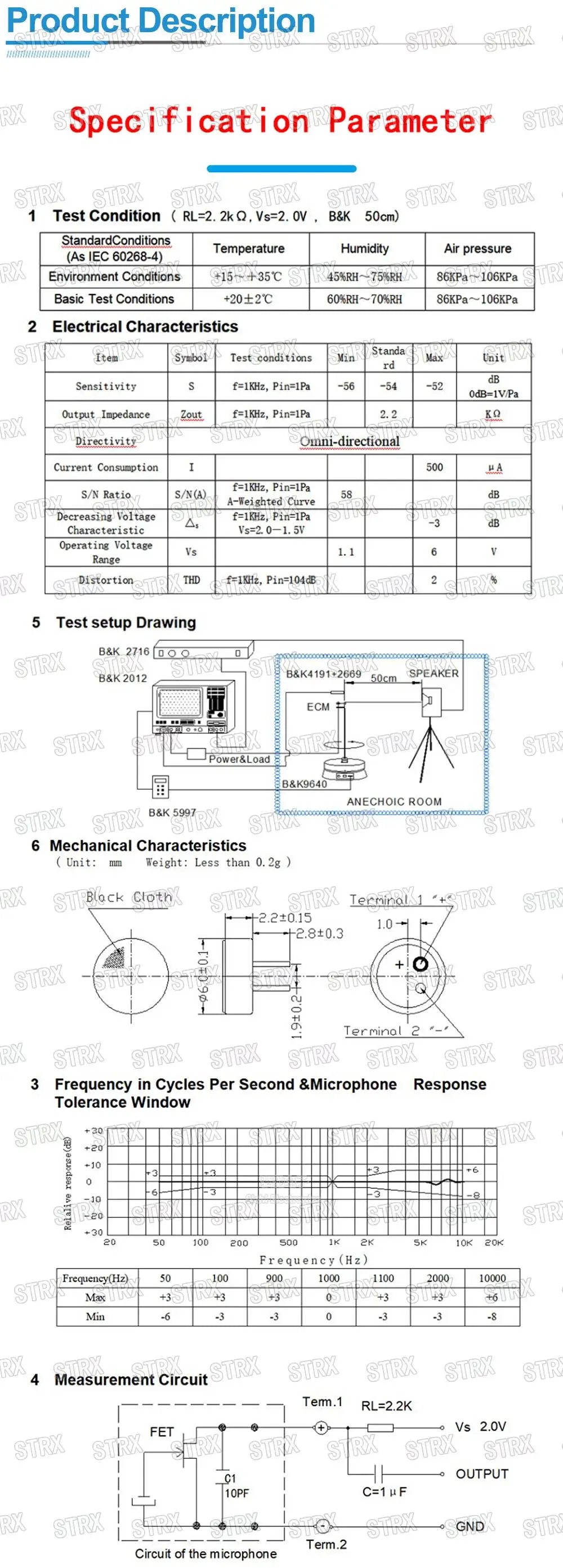 6×2.2mm Electret Condenser Microphone Capacitive Pickup Mic for Arduino