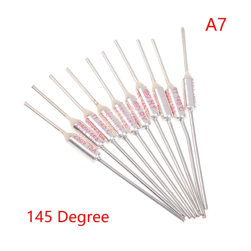 10Pcs RY Thermal Fuse 15A 250V Temperature Cutoff 121C–192C