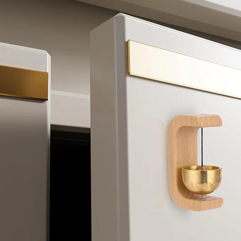 Wireless Magnetic Jingle Bell Door Chime Wooden Brass Hanging Pendant for Entrance Home Decoration