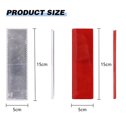 Truck Trailer Rectangle Reflective Tape Stickers – Auto Safety Night Warning Reflector (Red/White, 1/2/4pcs)