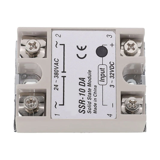 Single Phase Solid State Relay SSR-10DA DC Controlled AC Single-phase Solid State Relay 10A DC-AC Relay 3-32V DC To 24-380V AC
