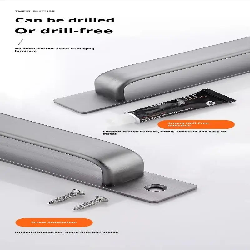 Drill-free Aluminum Handle for Sliding Door Window Drawer Bathroom Push-Pull