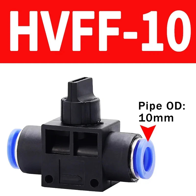 10/50/200 PCS HVFF Air Manual Valve 4mm 6mm 8mm 10mm 12mm, Pneumatic Push In Quick Joint with Manual Current-Limiting Control