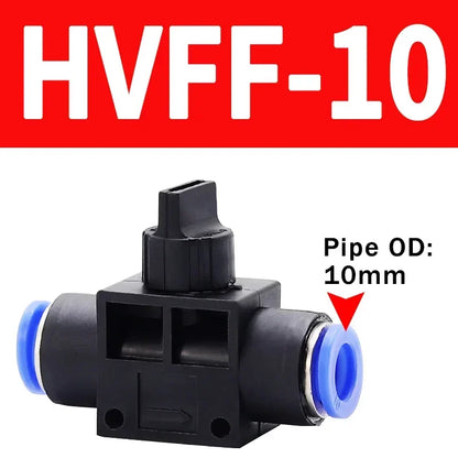 10/50/200 PCS HVFF Air Manual Valve 4mm 6mm 8mm 10mm 12mm, Pneumatic Push In Quick Joint with Manual Current-Limiting Control