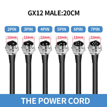 GX12 Waterproof Connector 2-7 Pin Aviation Plug Socket with Power Cable for Industrial Machinery