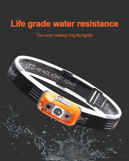 Mini LED Rechargeable Sensor Headlamp Built-in Battery USB Head Flashlight Outdoor Waterproof Camping Fishing Headlight