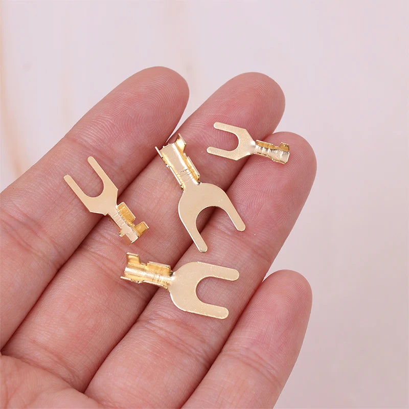 50pcs U-Shaped Brass Grounding Lug Fork Terminal Connector