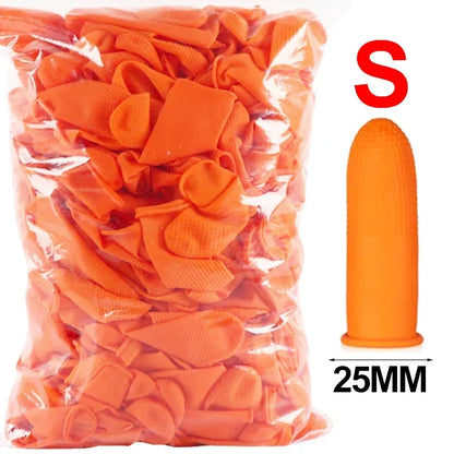 200/10PCS Latex Finger Cots Orange Thumb Caps Anti-static Industry Rubber Fingertips Protector Gloves Non-slip Finger Gloves