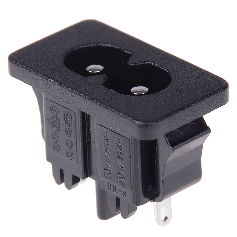 New 5Pcs IE320 C8 Power Plug AC250v 2.5a Iec320 C8 Male 2 Pins Power Inlet Socket Contor
