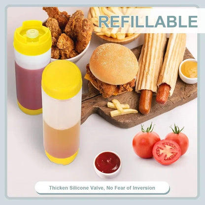 16oz Double Ended Sauce Squeeze Bottle Salad Dressing Dispenser