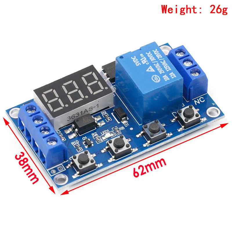 XY-J02 1-Channel 5V Relay Module with Adjustable Time Delay 6-30V