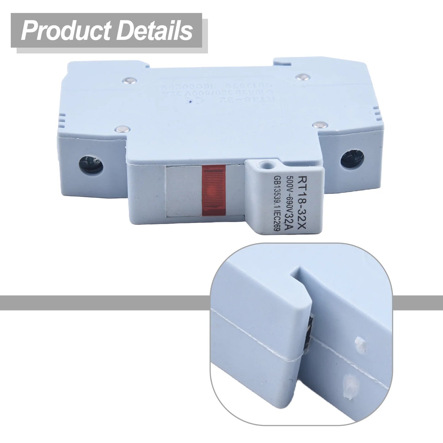 10x38mm Fuse Base RT18-32X Fuse Base For Workplace Installation High Work Efficiency Pure Copper Conductive Terminal