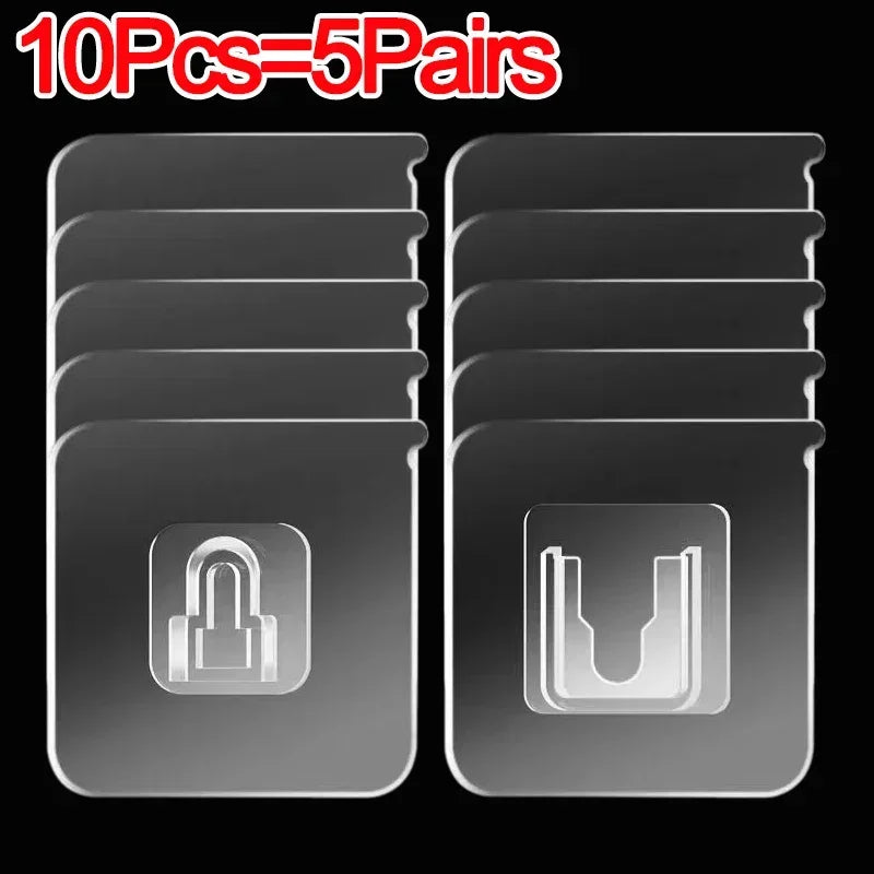 Double-Sided Hook Strong Adhesive Transparent Traceless Wall Hook for Kitchen Bedroom Storage Holder 100/2pcs