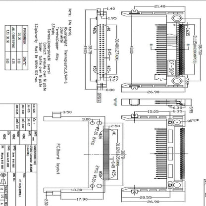 New 5Pcs 50Pin Arm Length 19.0 Patch Card Slot Connector On CF Card Holder Board Black/coffee