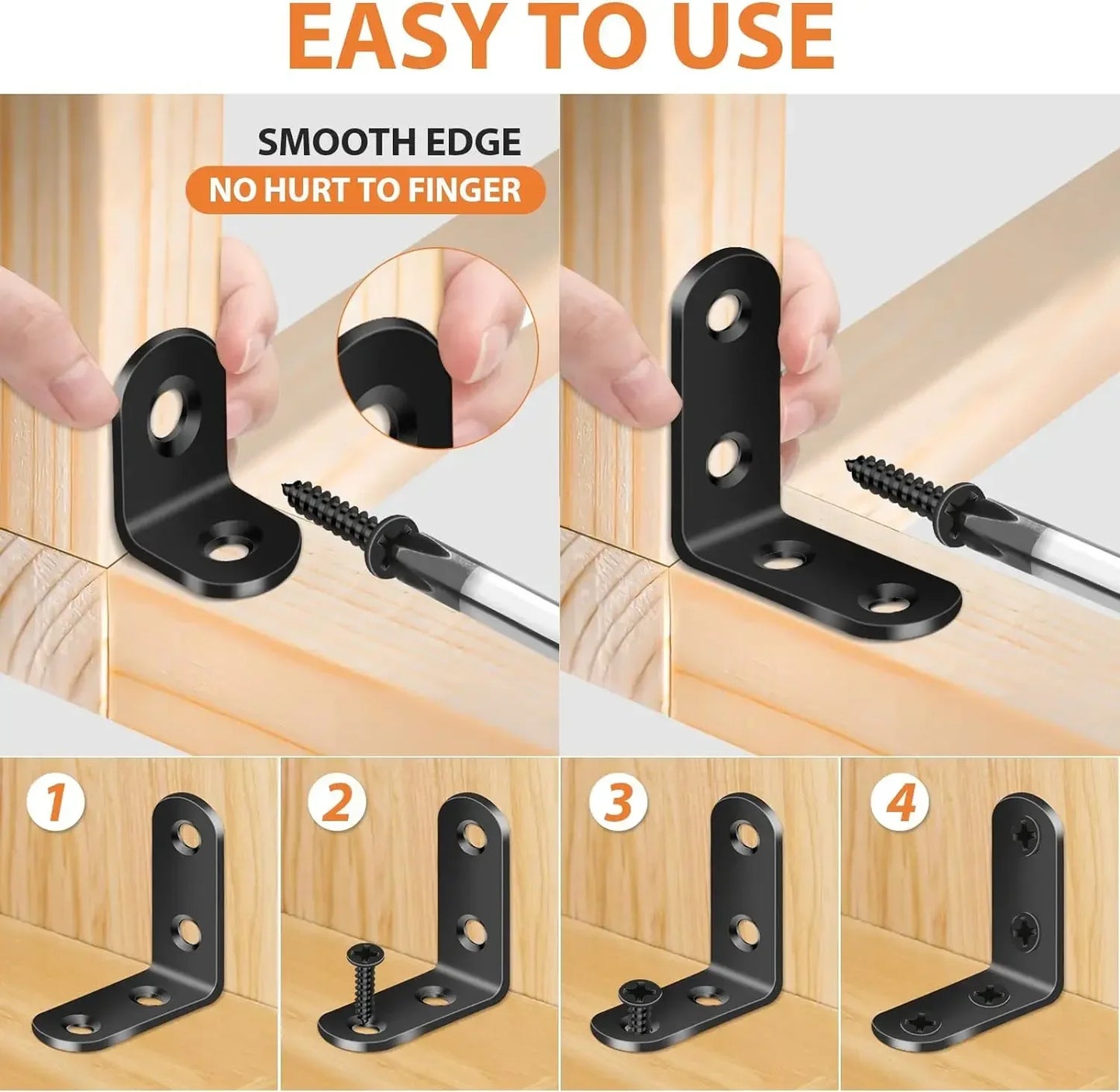 10/20pcs Stainless Stee L Bracket Corner Braces Joint Right Angle Bracket Fastener L-shaped Joints Support Bracket with Screw