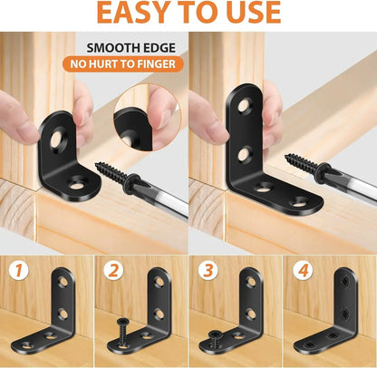 10/20pcs Stainless Stee L Bracket Corner Braces Joint Right Angle Bracket Fastener L-shaped Joints Support Bracket with Screw