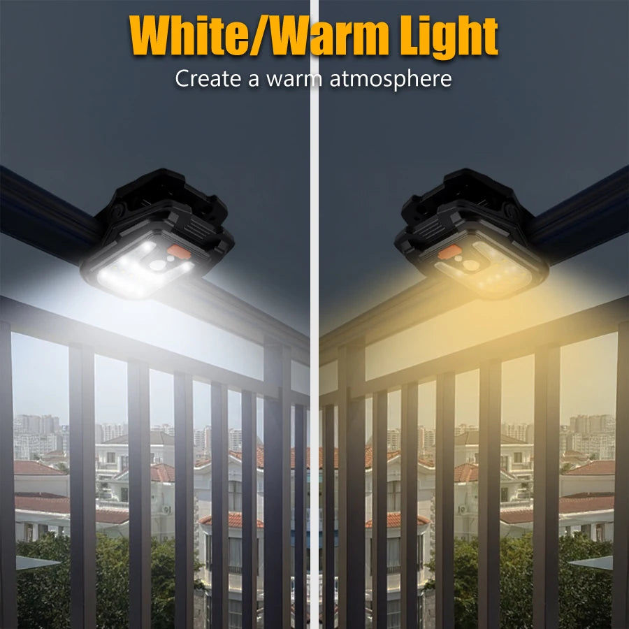 High Bright Solar Wall Light with Motion Sensing Outdoor LED Type-C Rechargeable Waterproof Lantern for Garden Balcony Staircase