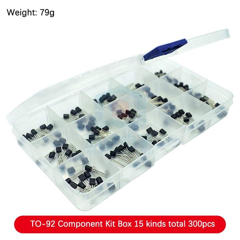 Electronic Component Kit Box with LEDs, Transistors, IC Sockets, Switches, and Jumper Wires