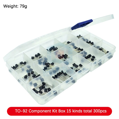 Electronic Component Kit Box with LEDs, Transistors, IC Sockets, Switches, and Jumper Wires