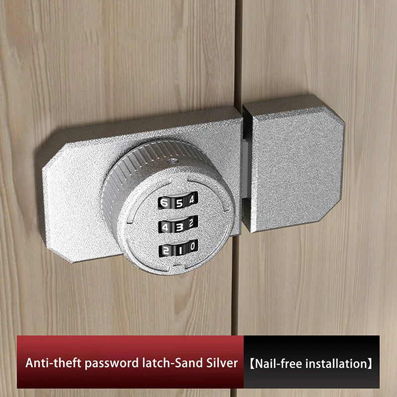New 1 Set No-Punch Combination Door Lock 3 Digit Password Cabinet Locks With Combination Latch For Closet Door Door