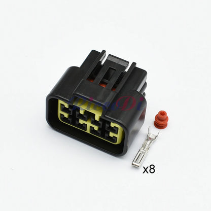 FW-C-8F-B / FW-C-8M-B Furukawa 8-Pin 2.3mm Waterproof Automotive Connector — Black Male Female Plug