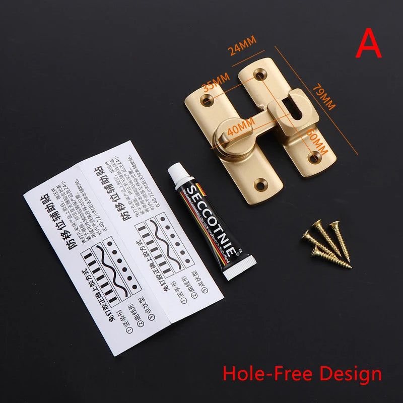New Punch-free Hasp Latch Door Lock Black Cabinet Locks Kids Safety Lock  Sliding Door Anti-pried Hook Lock Hardware