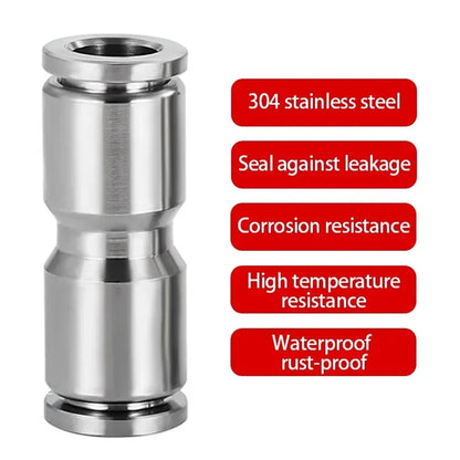 304 Stainless Steel Pneumatic Quick Connect Fitting PG PU 4/6/8/10mm Air Compressor Gas Pipe Hydraulic Plug-In