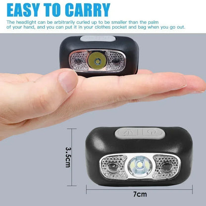 USB Rechargeable Mini Strong Light LED Sensor Headlamp Outdoor Waterproof Work Head Torch Camping Fishing Search Headlight
