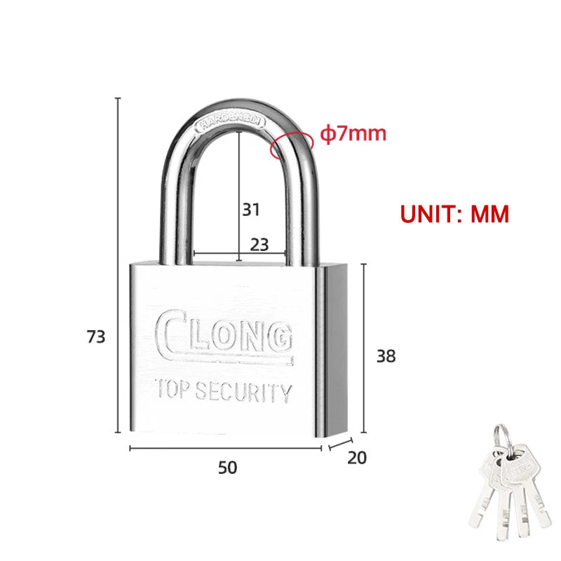 Stainless Steel Waterproof Padlock Same Key Open All Locks