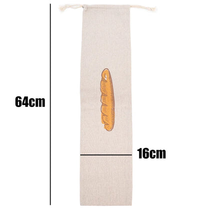 Linen Bread Bags Large Capacity Drawstring Loaf Storage Bags Washable Reusable 3/1Pcs for Pastries Baguette Organizer