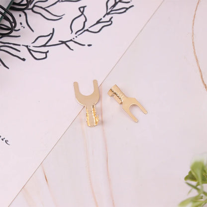 50pcs U-Shaped Brass Grounding Lug Fork Terminal Connector