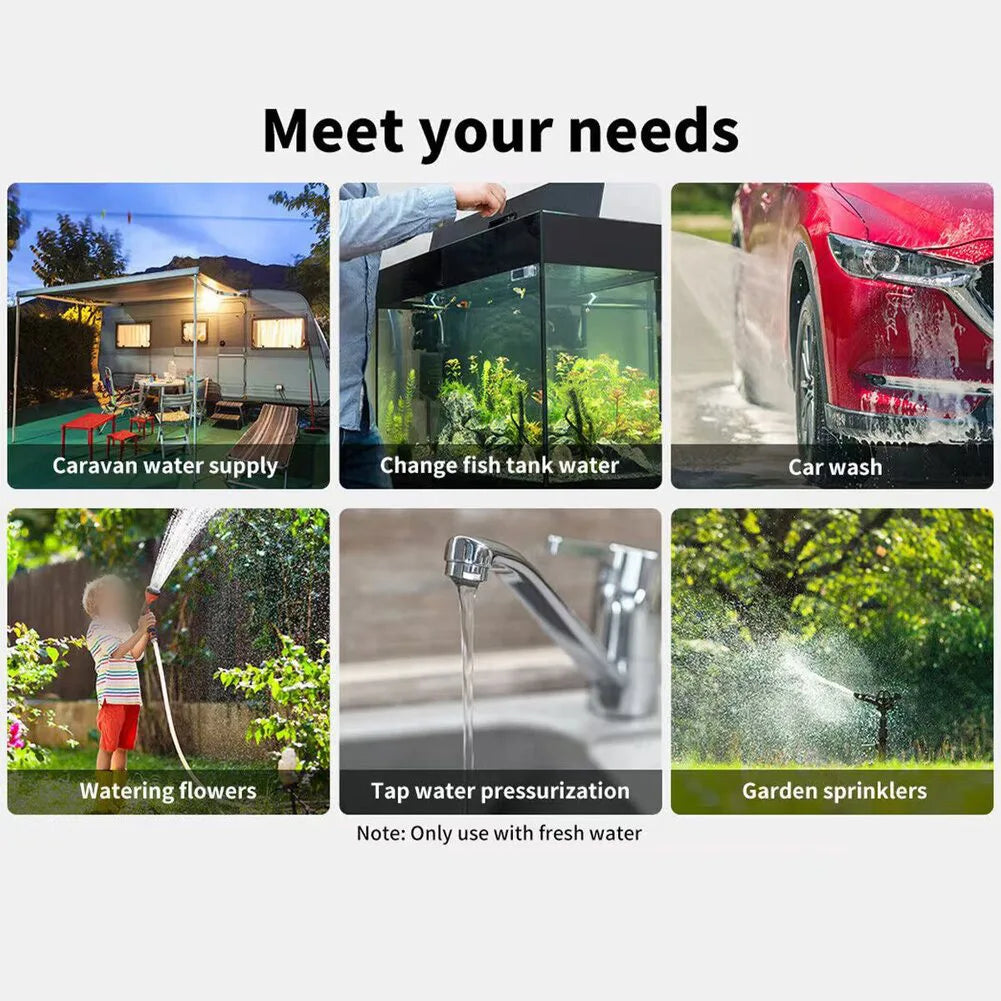 12V Electric Booster Pump — Self-Priming Water Pump for Garden Watering, Car Washer, Boat, Caravan &amp; Shower