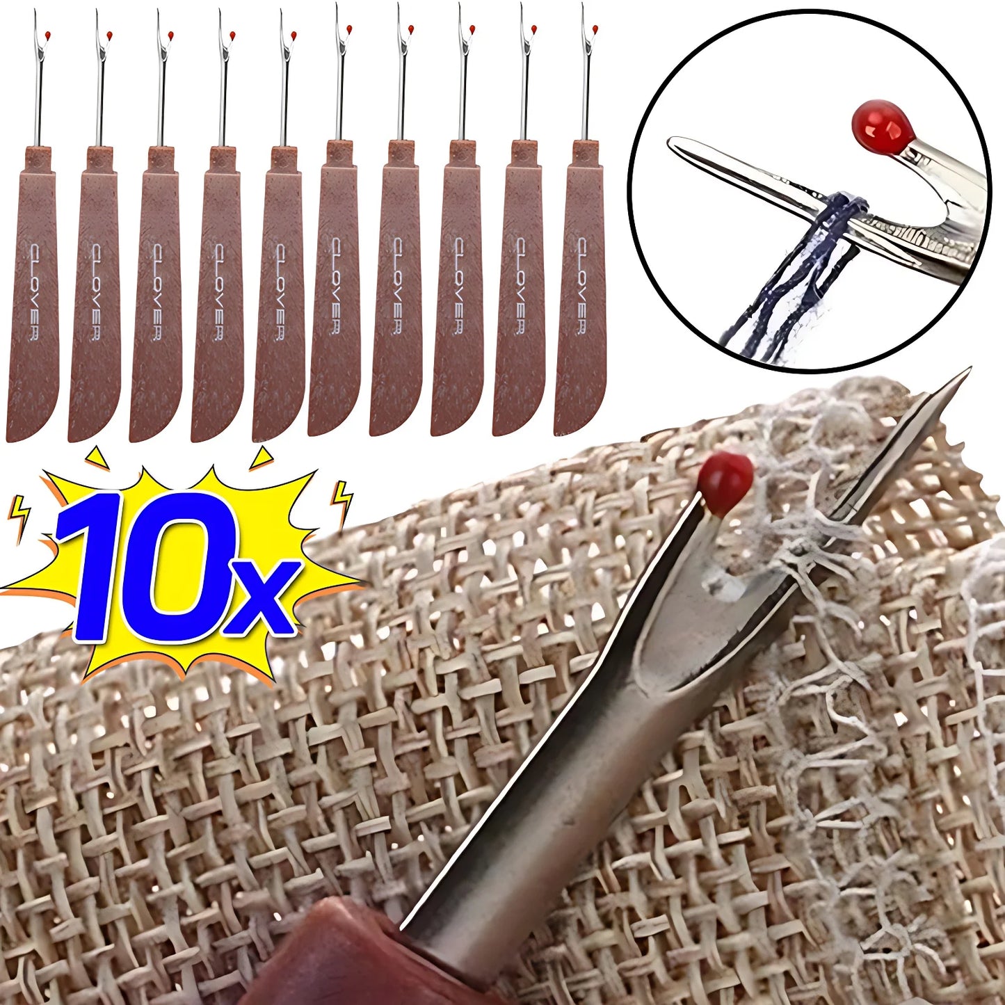 Steel Thread Cutter & Seam Ripper – Sewing Stitch Removal Knife with Wooden Handle for DIY Sewing & Needle Craft (1/10pcs)