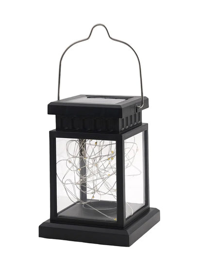 1pc LED Lantern Lamp Outdoor Garden Warm Light Waterproof Solar Powered Golden Copper Wire Hanging Lightweight