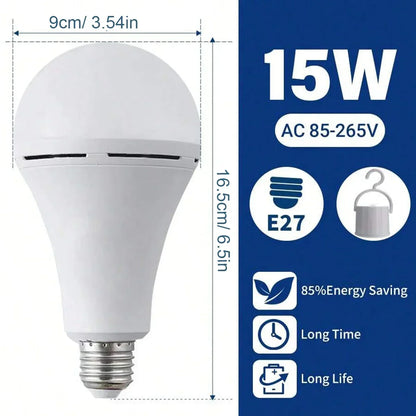 Portable E27 LED Bulb Lamps 9W 15W Rechargeable High Brightness LED Bulb Lights for Indoor Outdoor Camping Emergency Lighting