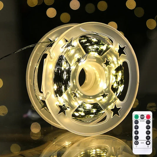 Christmas LED String Lights 5M/10M/20M/30M Green Copper Wire Fairy Light Garland with USB Remote Control for Xmas Decoration