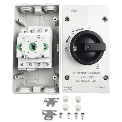 50 60HZ Isolation Switch Isolation Switch From 300V To 1000V Gray Plastic Silver Contacts 32A 1000V Above 440V