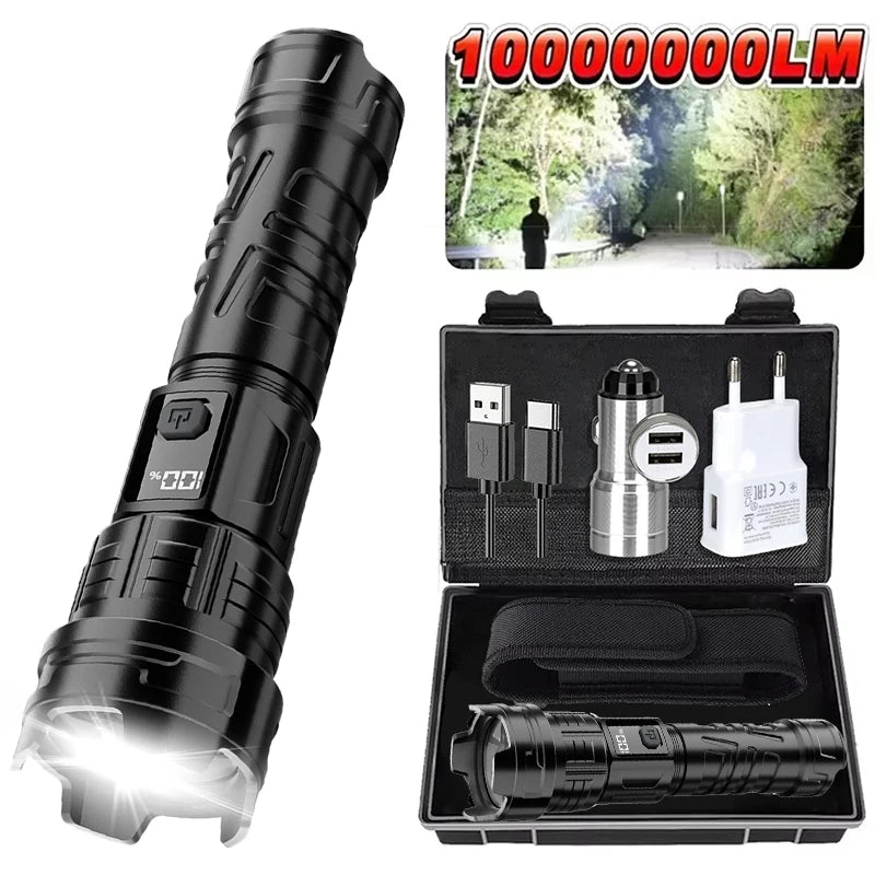 Super Bright LED Flashlight USB Rechargeable Zoom Torch 18650 Battery