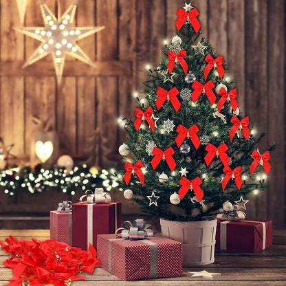 12/36pcs Christmas Bow Christmas Decorations For Home Gold Red Bowknot Xmas Tree Ornaments New Year 2024 Navidad Decor Supplies