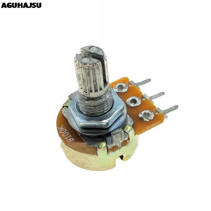 WH148 3-Pin Dual Stereo Potentiometer 15mm Shaft – 1K to 500K