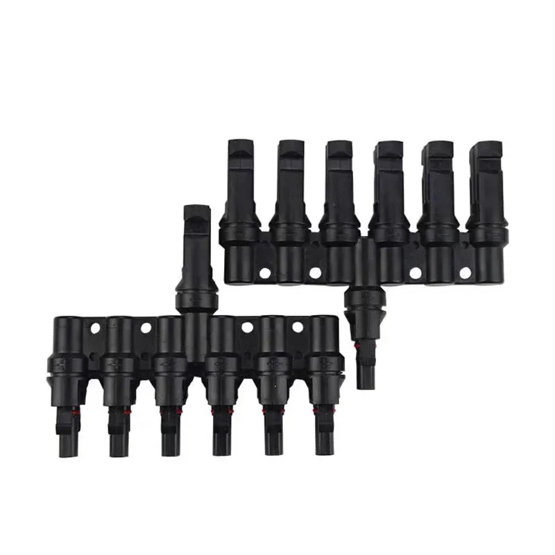 PV T Branch Photovoltaic Solar Connector 1000V 30A Male Female 1 to 2 3 4 5 6 PV Plug 2 3 4 5 6IN 1OUT Adapter
