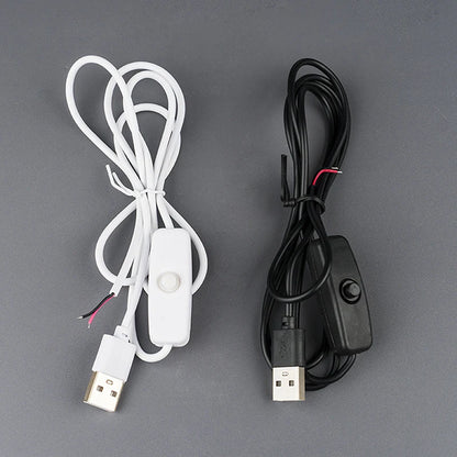 1M/1.5M USB Male To 2 Core Connection Cable 5V Switch Power Supply Wire 501 Button ON OFF 2A For LED Strip Lamp Bulb Light